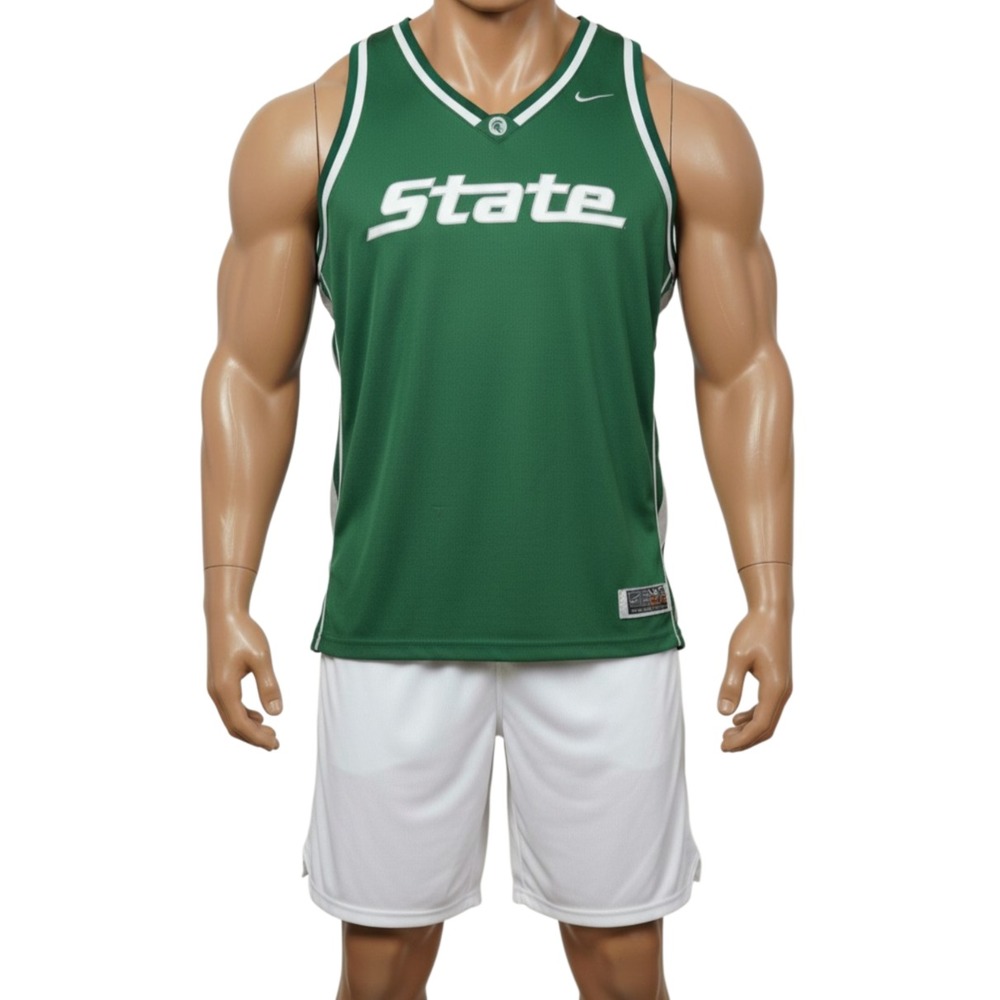 Nike Michigan State Spartans Green STATE Jersey 56 3XL SP02‎ Blank Game Issue